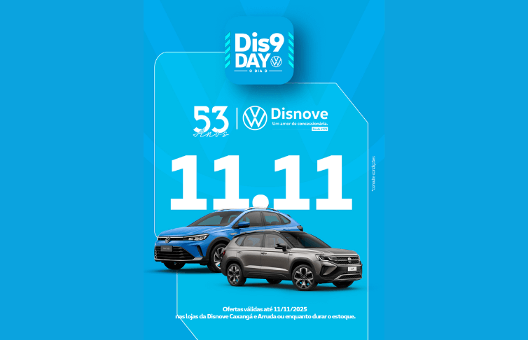 Dis9Day traz ofertas imperdíveis para Virtus, Nivus, Tera e Taos neste 11/11. Confira!